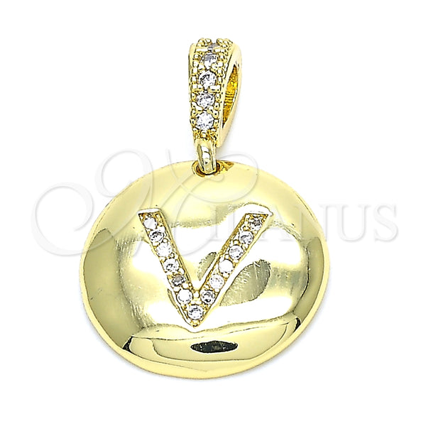 Dije Elegante 05.341.0015 Oro Laminado, Diseño de Iniciales, con Blanca Zirconia Cubica, Pulido, Tono Dorado