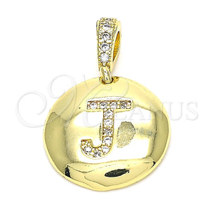 Dije Elegante 05.341.0016 Oro Laminado, Diseño de Iniciales, con Blanca Zirconia Cubica, Pulido, Tono Dorado