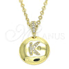 Dije Elegante 05.341.0017 Oro Laminado, Diseño de Iniciales, con Blanca Zirconia Cubica, Pulido, Tono Dorado