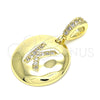 Dije Elegante 05.341.0017 Oro Laminado, Diseño de Iniciales, con Blanca Zirconia Cubica, Pulido, Tono Dorado