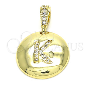 Dije Elegante 05.341.0017 Oro Laminado, Diseño de Iniciales, con Blanca Zirconia Cubica, Pulido, Tono Dorado