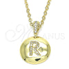Dije Elegante 05.341.0018 Oro Laminado, Diseño de Iniciales, con Blanca Zirconia Cubica, Pulido, Tono Dorado