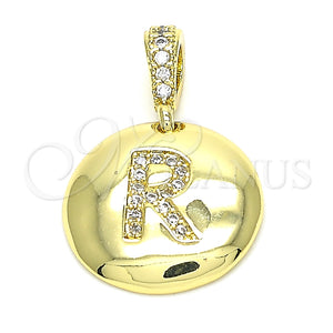 Dije Elegante 05.341.0018 Oro Laminado, Diseño de Iniciales, con Blanca Zirconia Cubica, Pulido, Tono Dorado