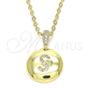 Dije Elegante 05.341.0019 Oro Laminado, Diseño de Iniciales, con Blanca Zirconia Cubica, Pulido, Tono Dorado