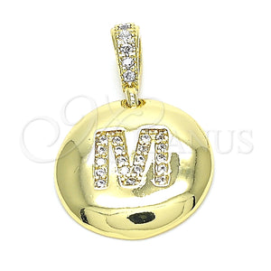 Dije Elegante 05.341.0020 Oro Laminado, Diseño de Iniciales, con Blanca Zirconia Cubica, Pulido, Tono Dorado