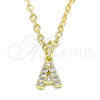 Dije Elegante 05.341.0021 Oro Laminado, Diseño de Iniciales, con Zirconia Cubica Blanca, Pulido, Tono Dorado