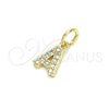 Dije Elegante 05.341.0021 Oro Laminado, Diseño de Iniciales, con Zirconia Cubica Blanca, Pulido, Tono Dorado