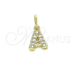 Dije Elegante 05.341.0021 Oro Laminado, Diseño de Iniciales, con Zirconia Cubica Blanca, Pulido, Tono Dorado