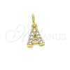 Dije Elegante 05.341.0021 Oro Laminado, Diseño de Iniciales, con Zirconia Cubica Blanca, Pulido, Tono Dorado