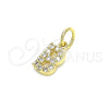 Dije Elegante 05.341.0022 Oro Laminado, Diseño de Iniciales, con Blanca Zirconia Cubica, Pulido, Tono Dorado