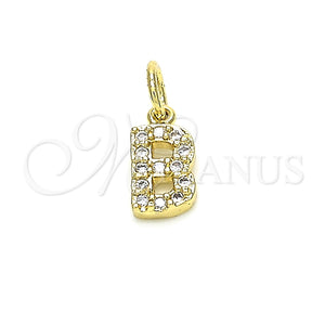 Dije Elegante 05.341.0022 Oro Laminado, Diseño de Iniciales, con Blanca Zirconia Cubica, Pulido, Tono Dorado
