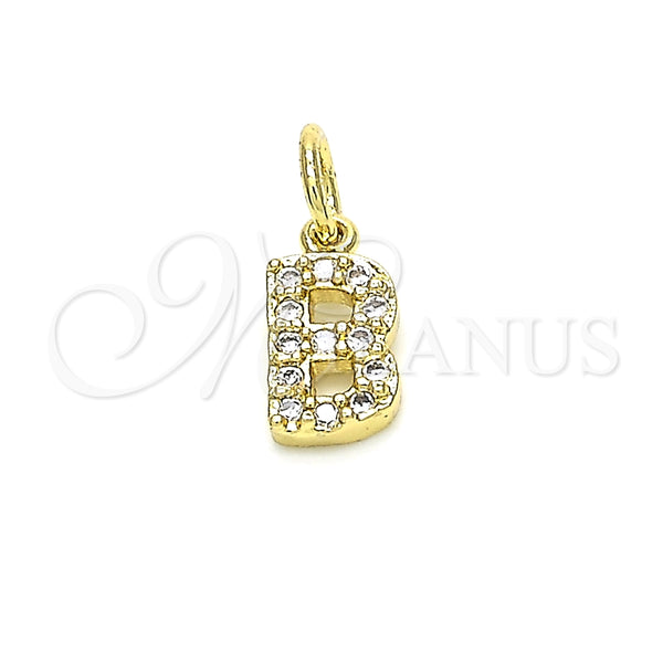 Dije Elegante 05.341.0022 Oro Laminado, Diseño de Iniciales, con Blanca Zirconia Cubica, Pulido, Tono Dorado