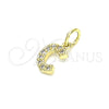 Dije Elegante 05.341.0023 Oro Laminado, Diseño de Iniciales, con Blanca Zirconia Cubica, Pulido, Tono Dorado