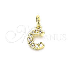 Dije Elegante 05.341.0023 Oro Laminado, Diseño de Iniciales, con Blanca Zirconia Cubica, Pulido, Tono Dorado