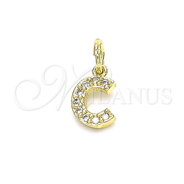 Dije Elegante 05.341.0023 Oro Laminado, Diseño de Iniciales, con Blanca Zirconia Cubica, Pulido, Tono Dorado