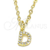 Dije Elegante 05.341.0024 Oro Laminado, Diseño de Iniciales, con Blanca Zirconia Cubica, Pulido, Tono Dorado