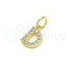 Dije Elegante 05.341.0024 Oro Laminado, Diseño de Iniciales, con Blanca Zirconia Cubica, Pulido, Tono Dorado