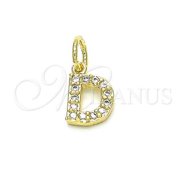 Dije Elegante 05.341.0024 Oro Laminado, Diseño de Iniciales, con Blanca Zirconia Cubica, Pulido, Tono Dorado