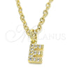 Dije Elegante 05.341.0025 Oro Laminado, Diseño de Iniciales, con Blanca Zirconia Cubica, Pulido, Tono Dorado
