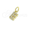 Dije Elegante 05.341.0025 Oro Laminado, Diseño de Iniciales, con Blanca Zirconia Cubica, Pulido, Tono Dorado
