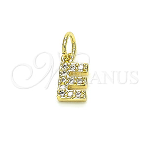 Dije Elegante 05.341.0025 Oro Laminado, Diseño de Iniciales, con Blanca Zirconia Cubica, Pulido, Tono Dorado