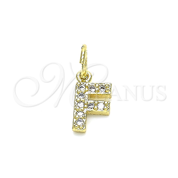 Dije Elegante 05.341.0026 Oro Laminado, Diseño de Iniciales, con Blanca Zirconia Cubica, Pulido, Tono Dorado