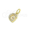Dije Elegante 05.341.0027 Oro Laminado, Diseño de Iniciales, con Blanca Zirconia Cubica, Pulido, Tono Dorado