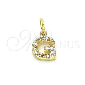 Dije Elegante 05.341.0027 Oro Laminado, Diseño de Iniciales, con Blanca Zirconia Cubica, Pulido, Tono Dorado