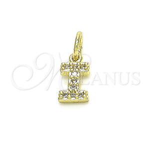 Dije Elegante 05.341.0029 Oro Laminado, Diseño de Iniciales, con Blanca Zirconia Cubica, Pulido, Tono Dorado
