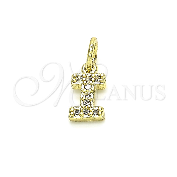 Dije Elegante 05.341.0029 Oro Laminado, Diseño de Iniciales, con Blanca Zirconia Cubica, Pulido, Tono Dorado