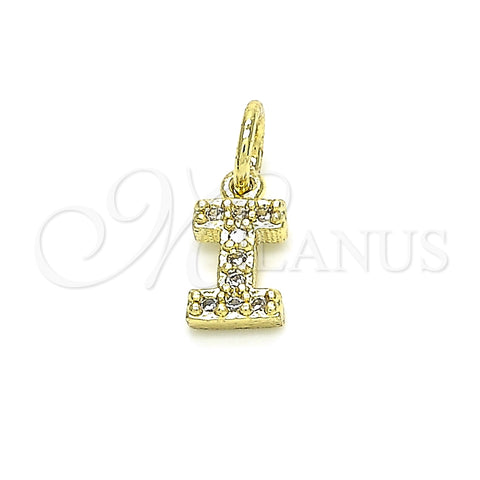 Dije Elegante 05.341.0029 Oro Laminado, Diseño de Iniciales, con Blanca Zirconia Cubica, Pulido, Tono Dorado