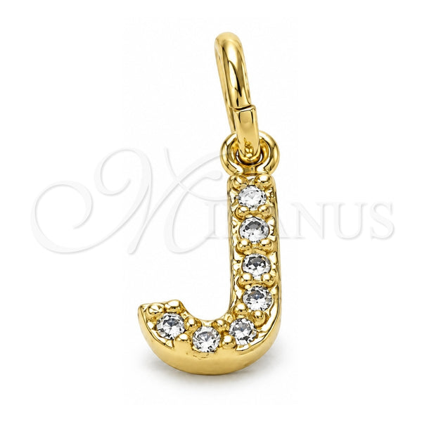 Dije Elegante 05.341.0030 Oro Laminado, Diseño de Iniciales, con Blanca Zirconia Cubica, Pulido, Tono Dorado
