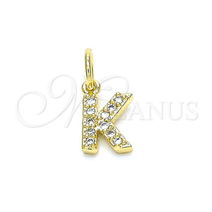 Dije Elegante 05.341.0031 Oro Laminado, Diseño de Iniciales, con Blanca Zirconia Cubica, Pulido, Tono Dorado
