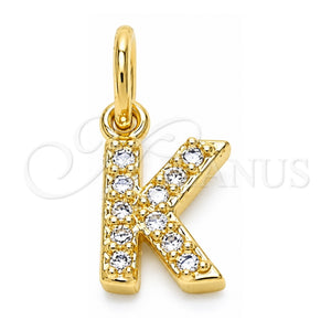 Dije Elegante 05.341.0031 Oro Laminado, Diseño de Iniciales, con Blanca Zirconia Cubica, Pulido, Tono Dorado