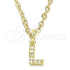Dije Elegante 05.341.0032 Oro Laminado, Diseño de Iniciales, con Zirconia Cubica Blanca, Pulido, Tono Dorado
