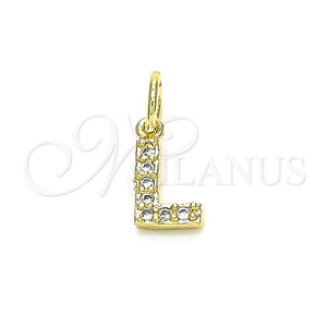 Dije Elegante 05.341.0032 Oro Laminado, Diseño de Iniciales, con Zirconia Cubica Blanca, Pulido, Tono Dorado