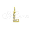 Dije Elegante 05.341.0032 Oro Laminado, Diseño de Iniciales, con Zirconia Cubica Blanca, Pulido, Tono Dorado