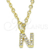 Dije Elegante 05.341.0033 Oro Laminado, Diseño de Iniciales, con Zirconia Cubica Blanca, Pulido, Tono Dorado