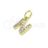 Dije Elegante 05.341.0033 Oro Laminado, Diseño de Iniciales, con Zirconia Cubica Blanca, Pulido, Tono Dorado