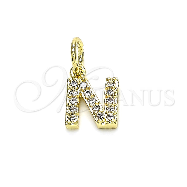 Dije Elegante 05.341.0033 Oro Laminado, Diseño de Iniciales, con Zirconia Cubica Blanca, Pulido, Tono Dorado