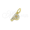 Dije Elegante 05.341.0034 Oro Laminado, Diseño de Iniciales, con Blanca Zirconia Cubica, Pulido, Tono Dorado