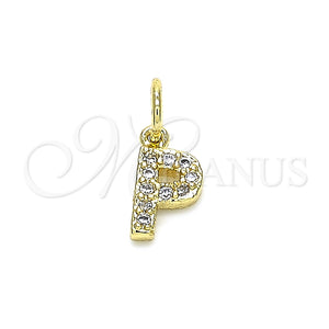 Dije Elegante 05.341.0034 Oro Laminado, Diseño de Iniciales, con Blanca Zirconia Cubica, Pulido, Tono Dorado