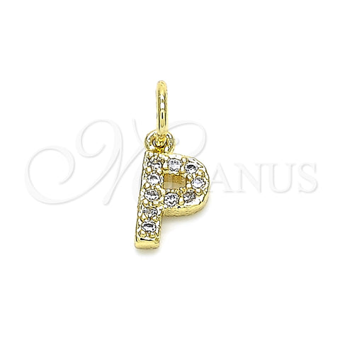 Dije Elegante 05.341.0034 Oro Laminado, Diseño de Iniciales, con Blanca Zirconia Cubica, Pulido, Tono Dorado