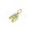 Dije Elegante 05.341.0035 Oro Laminado, Diseño de Iniciales, con Blanca Zirconia Cubica, Pulido, Tono Dorado