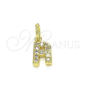 Dije Elegante 05.341.0035 Oro Laminado, Diseño de Iniciales, con Blanca Zirconia Cubica, Pulido, Tono Dorado