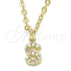 Dije Elegante 05.341.0036 Oro Laminado, Diseño de Iniciales, con Blanca Zirconia Cubica, Pulido, Tono Dorado