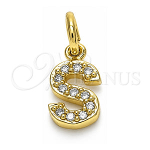Dije Elegante 05.341.0036 Oro Laminado, Diseño de Iniciales, con Blanca Zirconia Cubica, Pulido, Tono Dorado