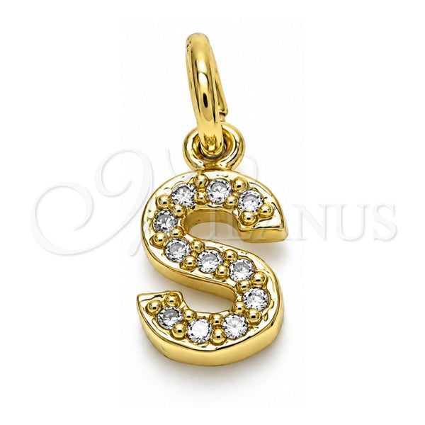 Dije Elegante 05.341.0036 Oro Laminado, Diseño de Iniciales, con Blanca Zirconia Cubica, Pulido, Tono Dorado