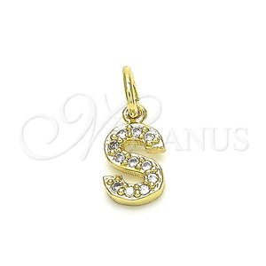 Dije Elegante 05.341.0036 Oro Laminado, Diseño de Iniciales, con Blanca Zirconia Cubica, Pulido, Tono Dorado