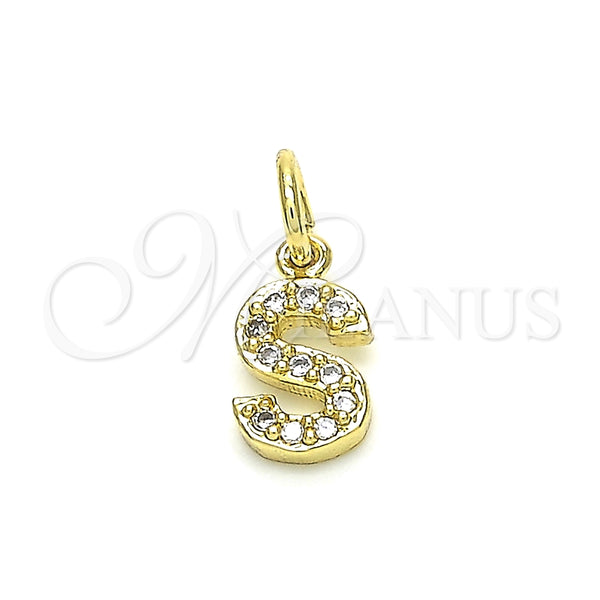 Dije Elegante 05.341.0036 Oro Laminado, Diseño de Iniciales, con Blanca Zirconia Cubica, Pulido, Tono Dorado